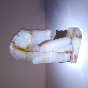 Vintage Carved Stone Trojan Horse Head Bookend